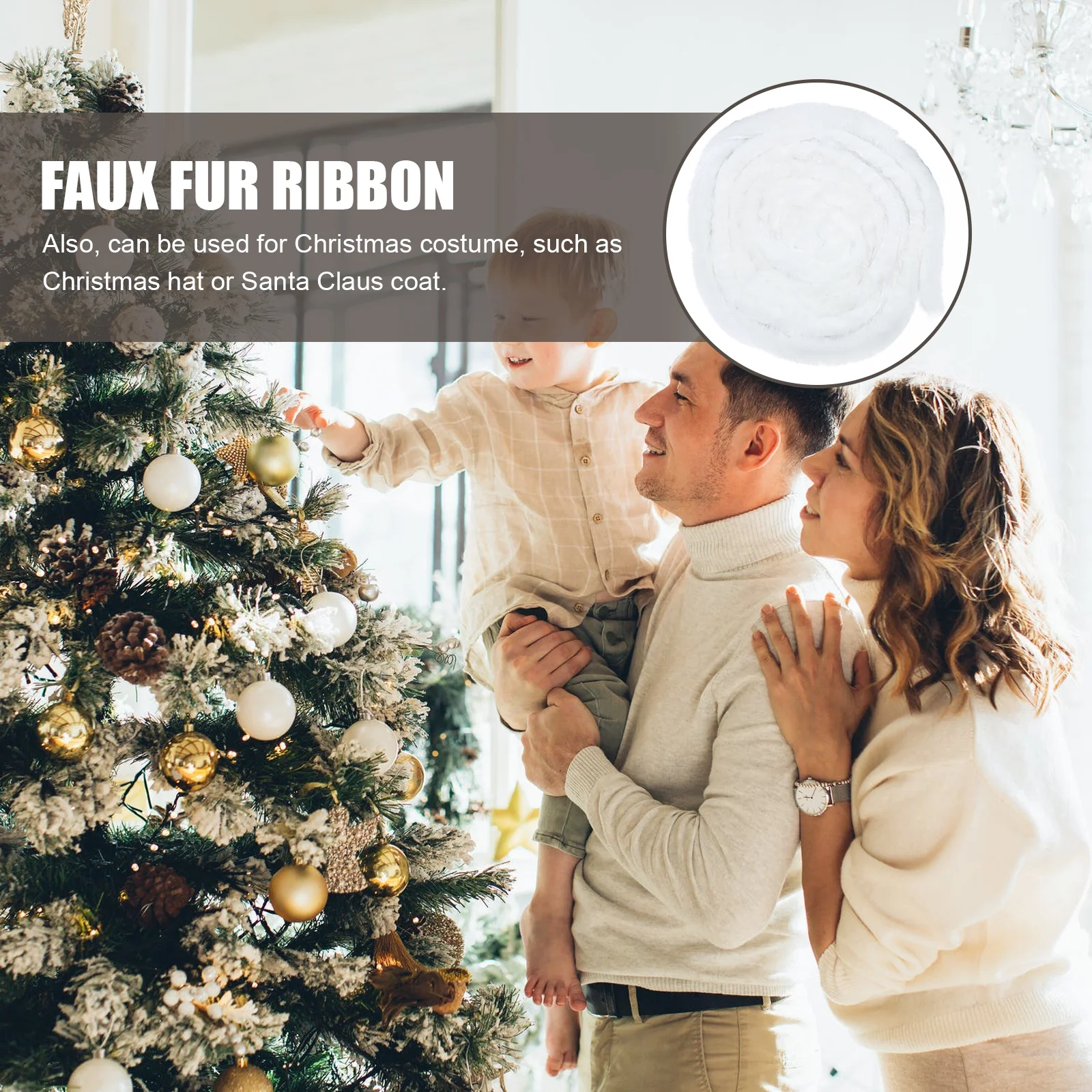 

1pc Faux Trim Artificial Roll White Edge Cape Hat Strip For Hanfu Suit Christmas Diy Decoration Accessory