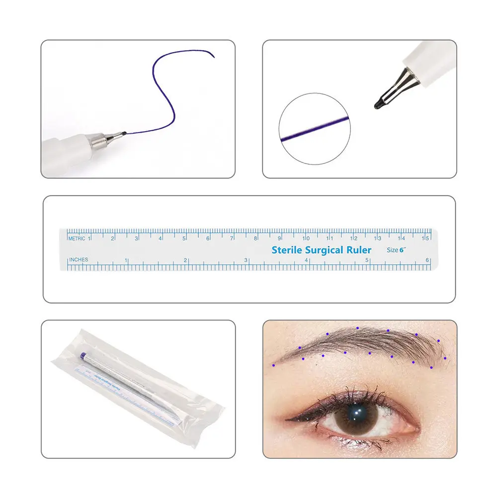1Set Tattooing Eyebrow Marker Pen Skin Safe Brow Mapping Tool for Microblading Embroidery Lip Tattooing Portable Precision