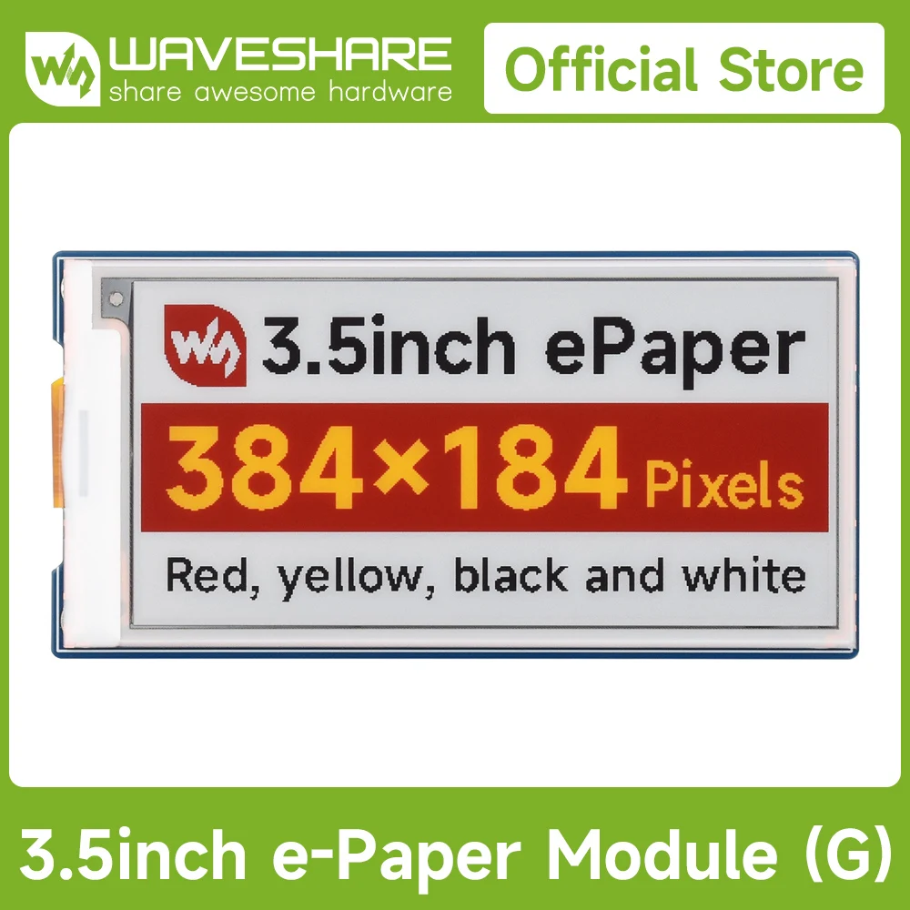 Waveshare 3.5inch E-Paper Display (G), for Raspberry Pi Low Power, Wide Viewing Angle, Paper-like Effect Without Electricity