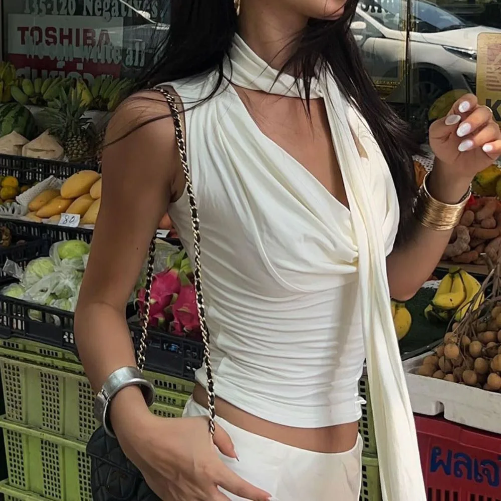 Elegant Sleeveless Solid Tank Top Slim Fit Breathable Slim Tank Top V-Neck Top Women's Clothing