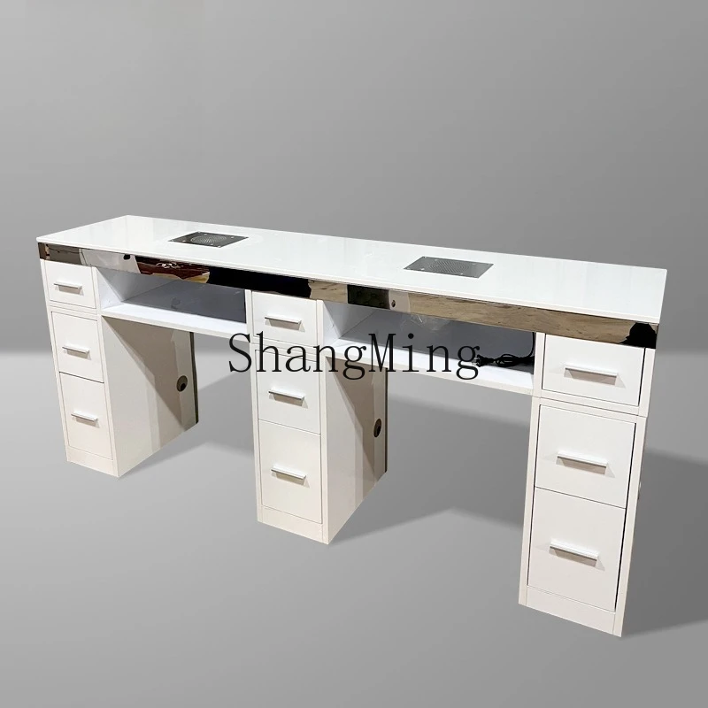 

ZYY double manicure table solid wood LED e****mical modern beauty salon manicure table manicure counter
