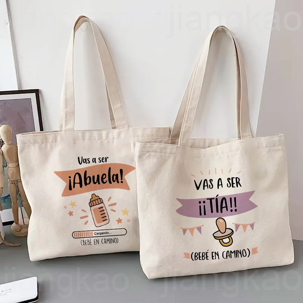 You Will Become An Aunt/Grandma Baby on The Road Print Tote Bag Pregnancy Announcement Shoulder Bags Baby Reveal for Family Gift