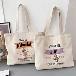 You Will Become An Aunt/Grandma Baby on The Road Print Tote Bag Pregnancy Announcement Shoulder Bags Baby Reveal for Family Gift