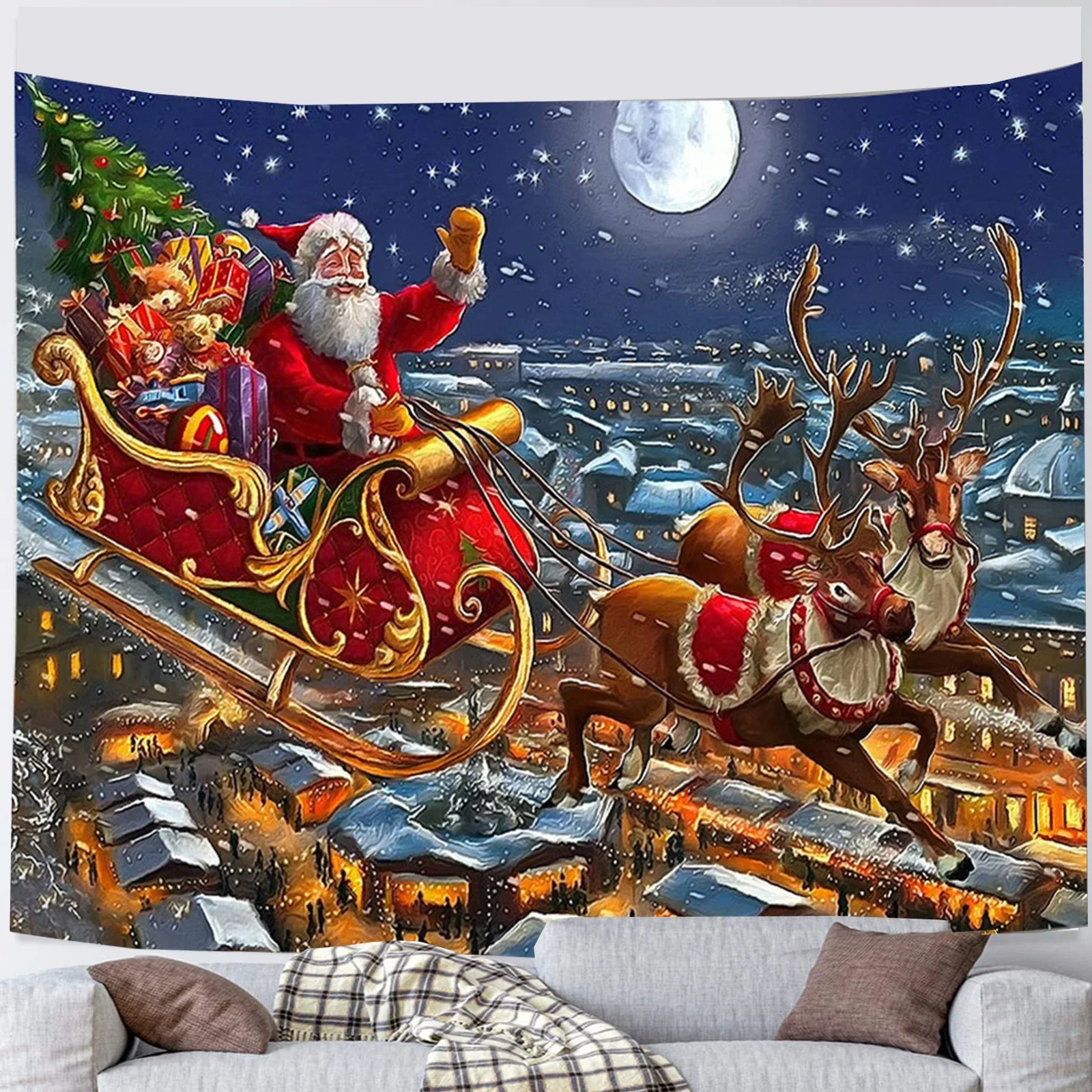 Christmas Snowman TapestryNew Year Tapestry Hanging Home Decor Background Cloth Hot Sale Tapestry Painting Home Decor Wall Decor