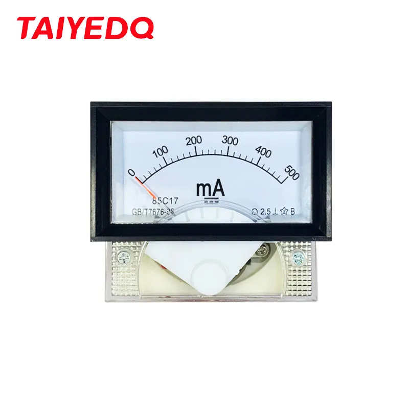 Milliammeter 85C17-mA DC Pointer Panel Amp Meter 20mA 30mA 50mA 100mA Squaqre 70*40mm with Black Fram