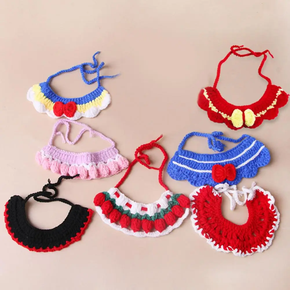 

Knitted Pet Collar Tie Adjustable Pets Knitted Scarf Small Animals Collar Strap for Chicken Duck Goose Parrot Rabbits