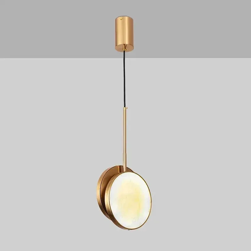 

GHEUVNJ Bedroom Bedside Dining Room Bar Golden Luxury Natural Marble LED Pendant Light Minimalist Decor Lamp Nordic Liv