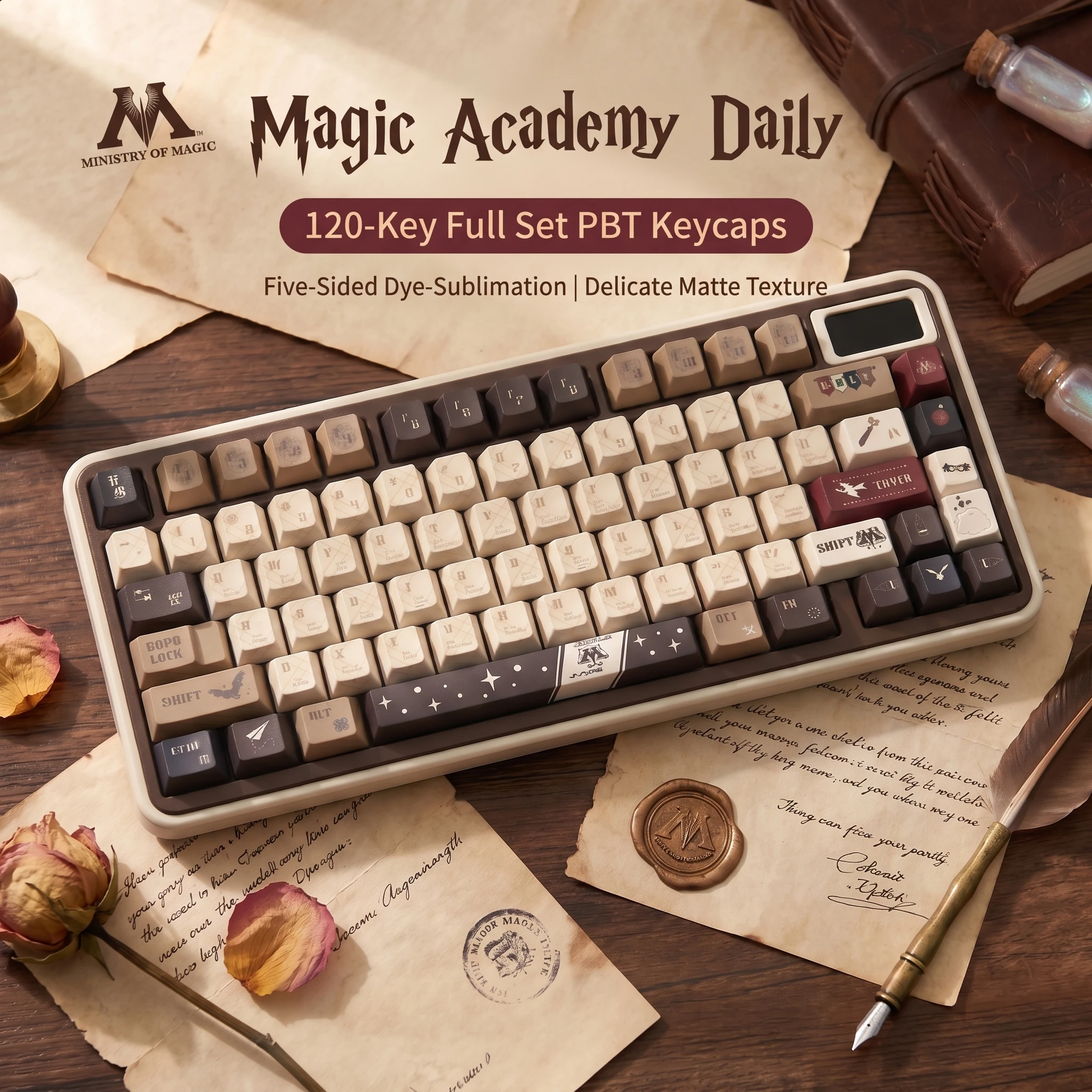 New PBT Keycaps 120Key, Set Cherry Profile PBT 5-Side Dye-Sublimation Anti-Shining Fit 61-108 Keyboards