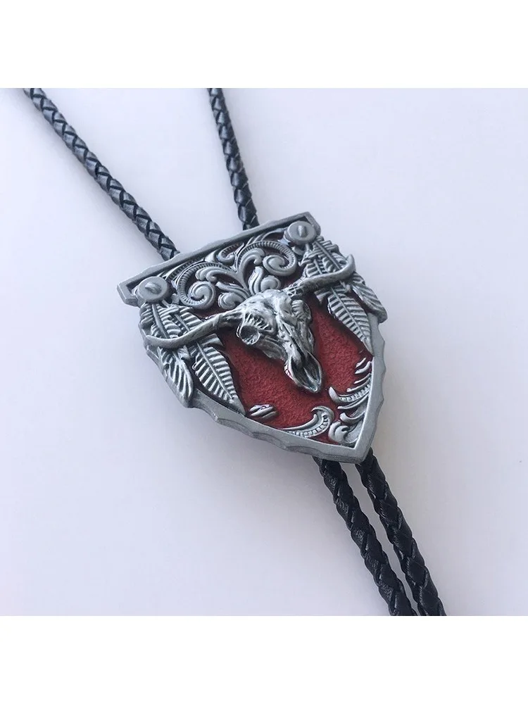 Креативный нишевый галстук-боло премиум-класса в западном стиле, голова быка, рельефный металлический ремесло, праздничный подарок, высококачественное украшение на ощупь