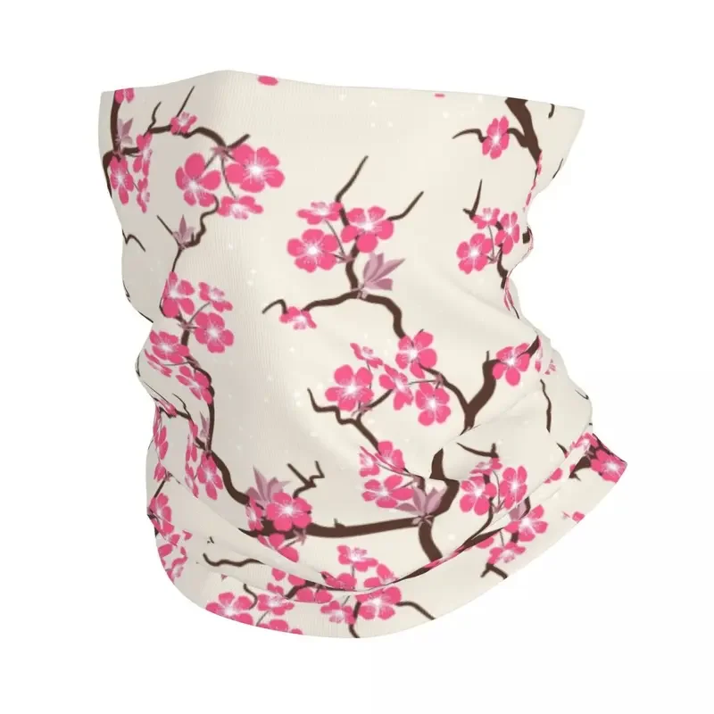 Japanese sakura flowers bandana neck gaiter UV protection face scarf cover cherry blossom floral pattern headwear tube balaclava