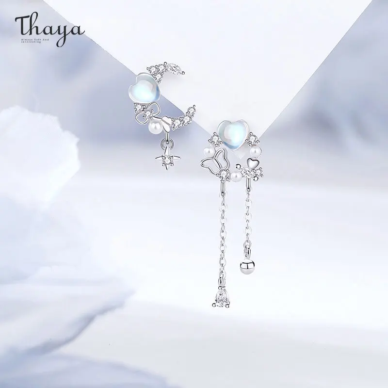 

Thaya S925 Sterling Silver Earring for Women Moonstone Fashion Romantic Female Earrings Party Luxury Jewelry Anniversary Gift