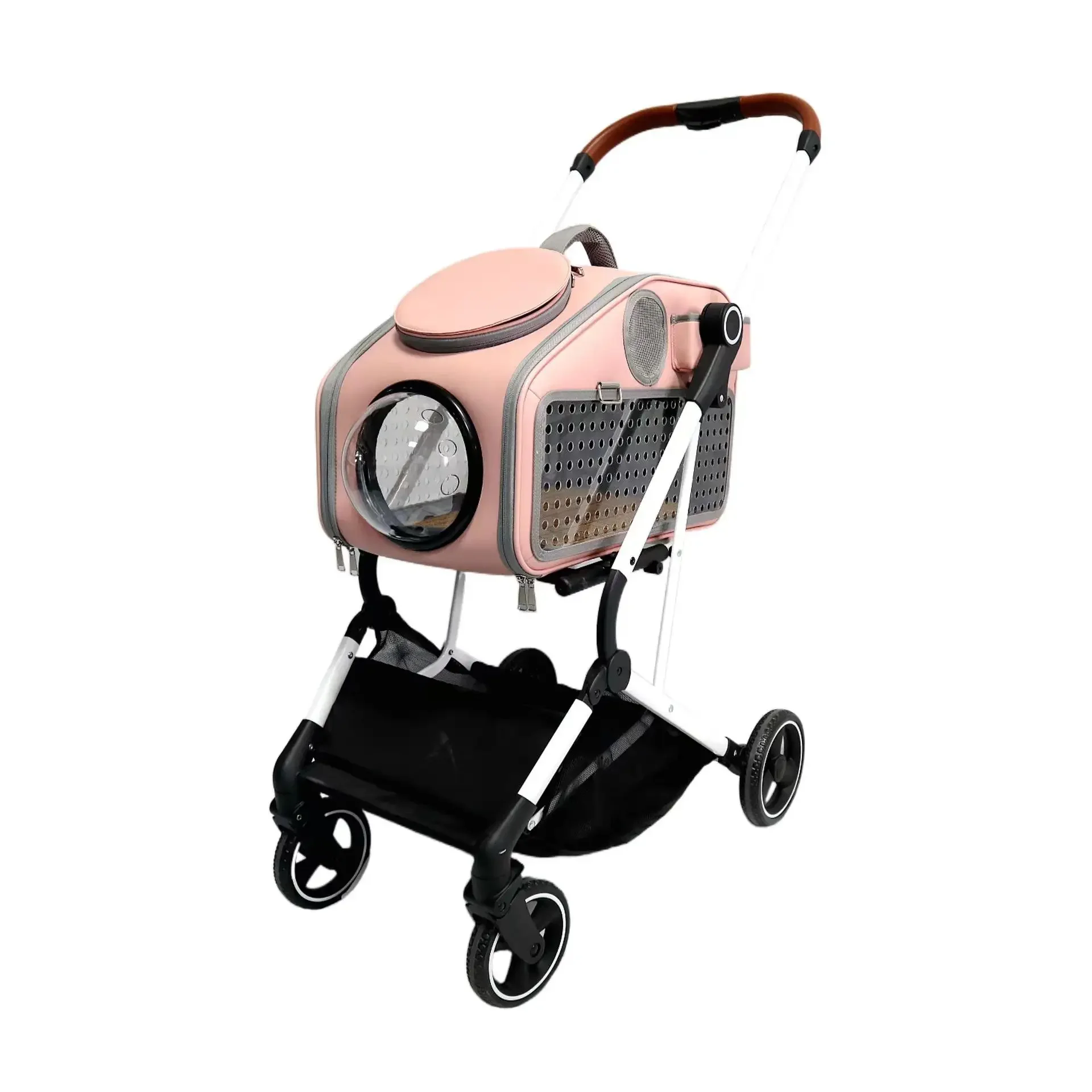 Portable Detachable Pets Trolley Stroller Travel Pull Pet Dog Cart 4 Wheels Lightweight Pets Trolley Stroller