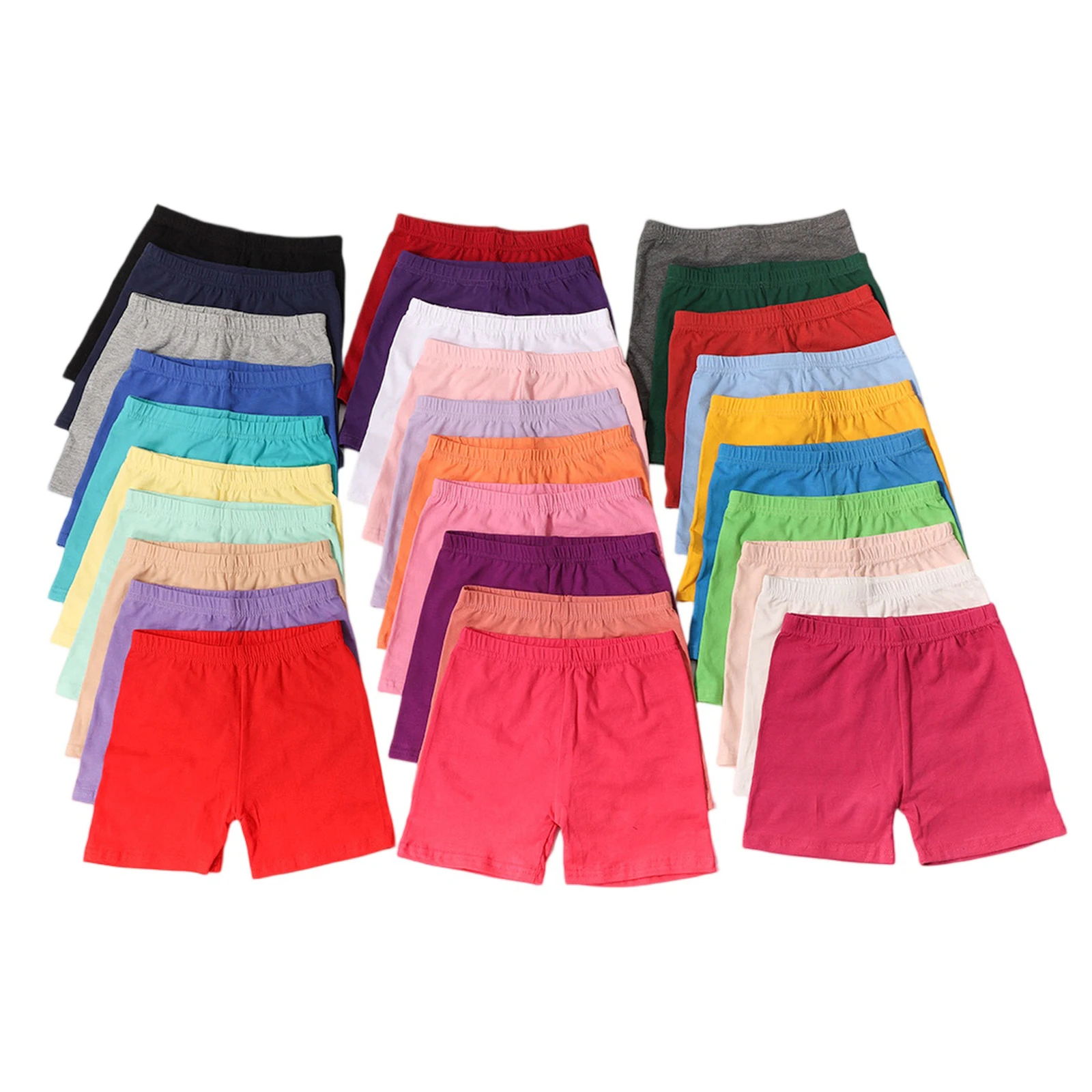 Summer Girls Three-Point Safety Pants Leggings Basic Solid Elastic Waist Shorts Matching Dress Skirts Shorts for 5-13years