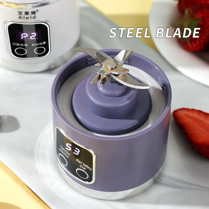 450ml Fruit Juicer 8 Blades 3 Gears USB Rechargeable Portable Blender Ice Crusher  Shakes and Smoothies Juicer Cup