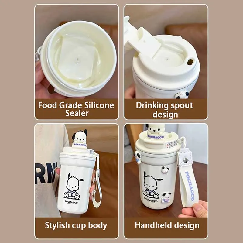 Sanrio Waterfles Hello Kitty Kuromi 480Ml Food Grade Thermos Mok Cinnamoroll Rvs Water Cup Student Verjaardagscadeautjes