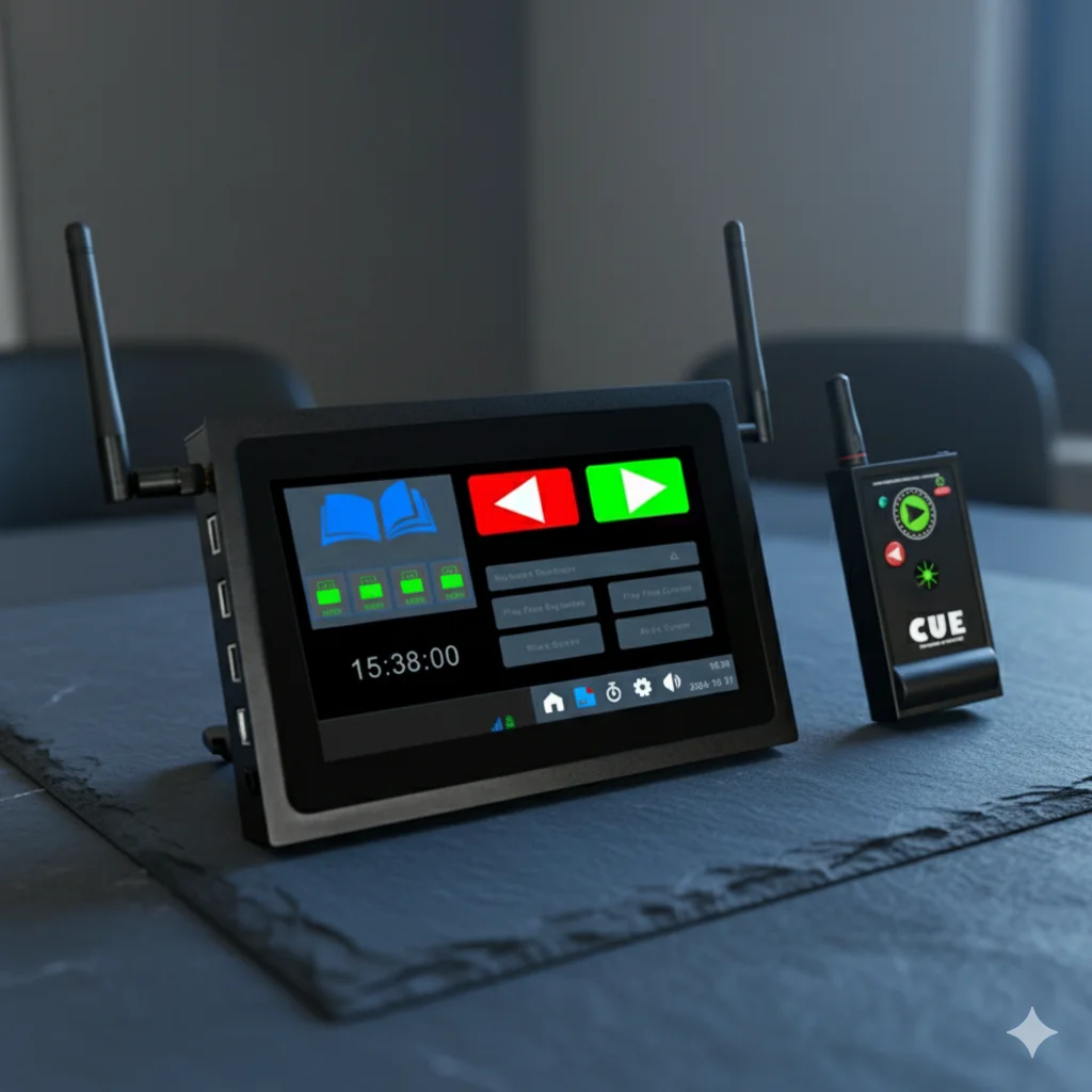 

Беспроводной презентационный контроллер Amoonsky AMS-CUE Plus с таймером, пультом для PPT, зеленым лазером, сенсорным экраном и радиусом действия 300 м