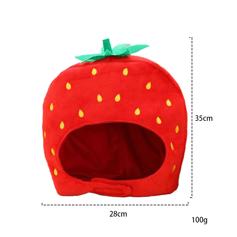 PESENAR Cartoon head cover, plush strawberry hat, photo props, photo props, plush head covering