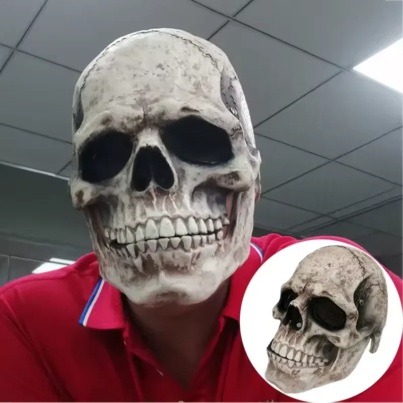 Halloween Full Head Skull Mask Horror Hat Trick Game Prop Adult Anime Cosplay Helmet Carnival Skeleton All Inclusive Headgear