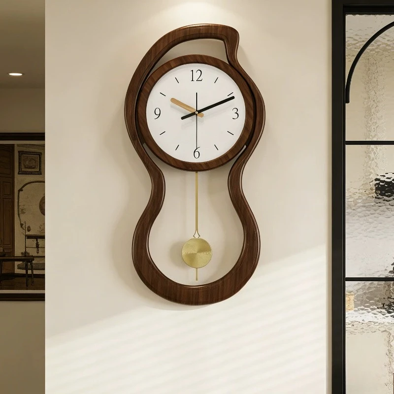 

Restaurant Art Retro Wooden Wall Clock Modern Design Watch Swingable Clock For Living Room Decor Home Decor Silent Wall Clock