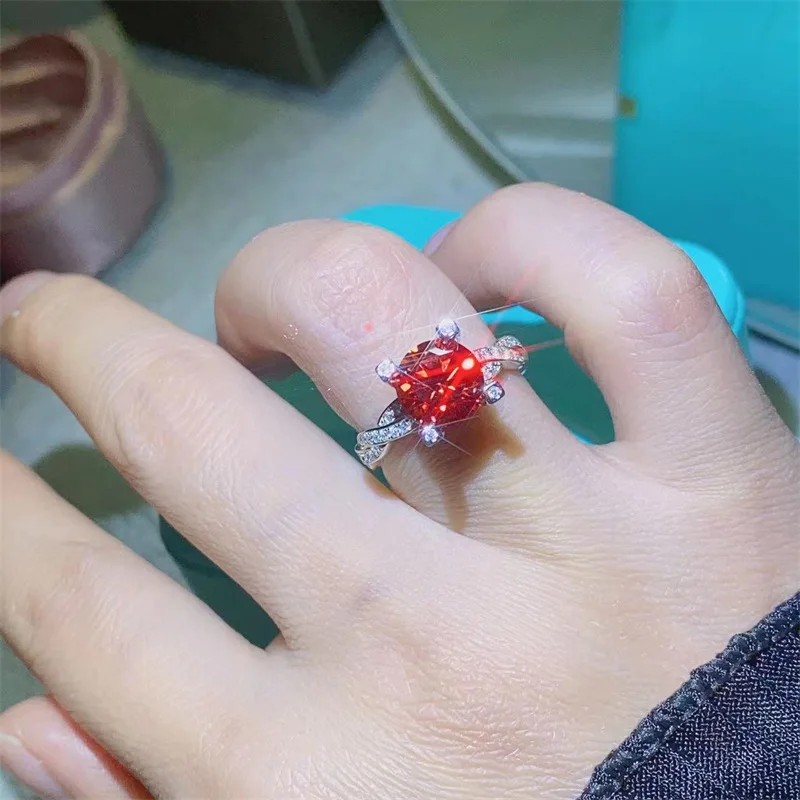 SACE GEMS GRA Certified D Color 2ct Moissanite Ring 925 Sterling Silver Plated with 18k White Gold Ring for Women Fine Jewelry