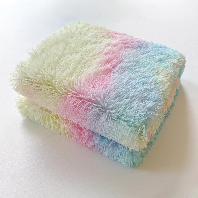 2024 New Fallai Fleece Blanket Long Wool Milk Fleece Double Cover Thickened Warm Multi-functional Color Nap Blanket 100x150