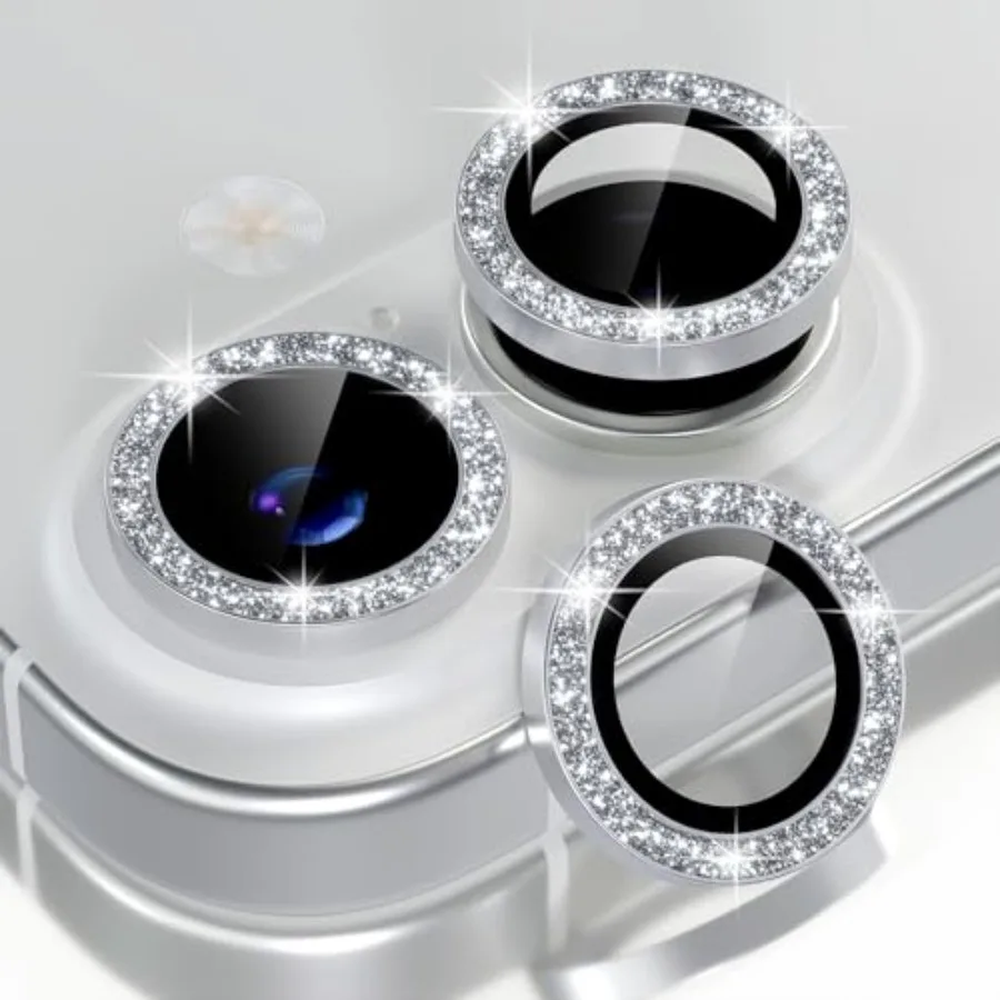 

Compatible for iPhone 7 Camera Lens Protector Bling, 9H Tempered Glass Camera Cover Screen Protector Metal Ring Decoration Acce