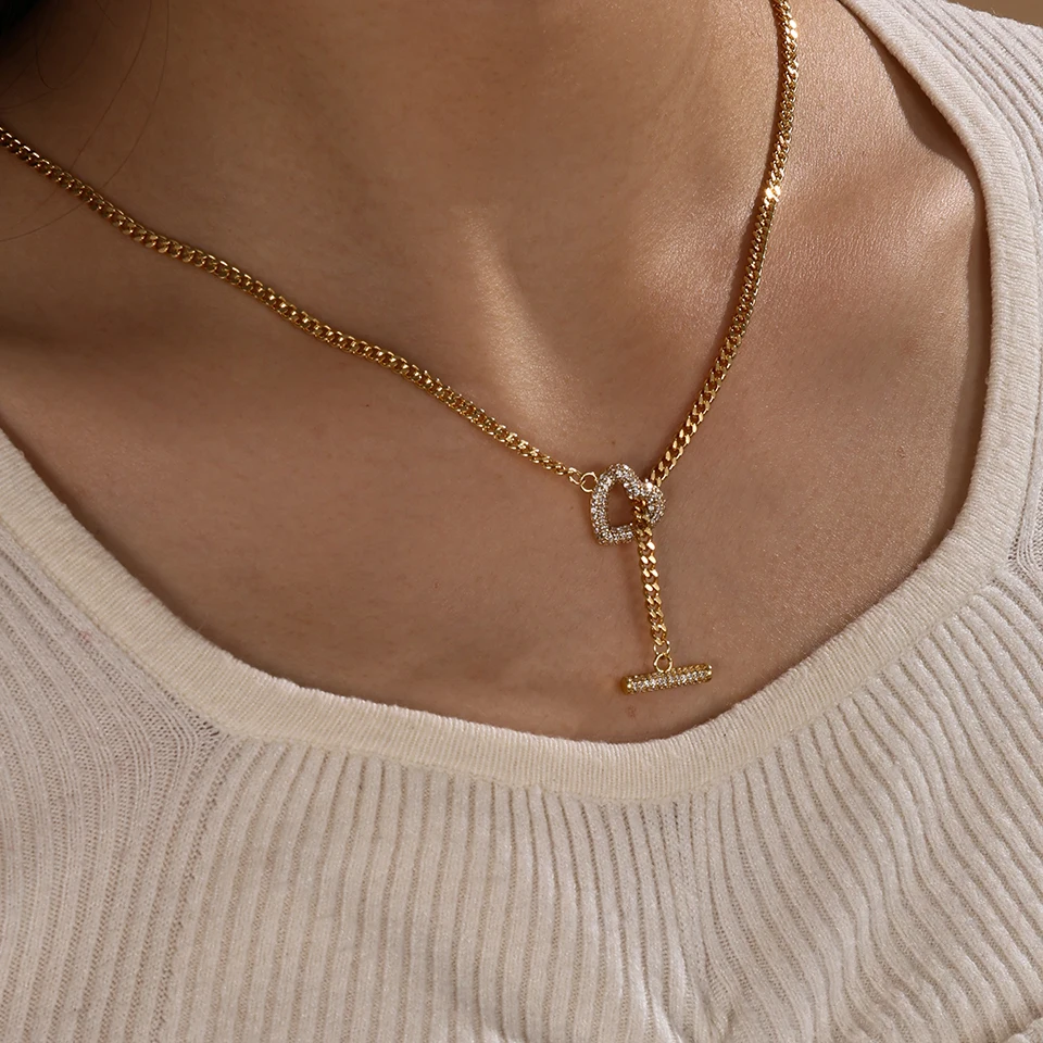 قلادة رومانسية حلوة من الزركون مناسبة للنساء للذهاب إلى الحفلات ومجوهرات عصرية للولائم