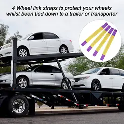 4pcs Truck Car Tire Wheel Link Straps Trailer Recovery Ratchet Tie Down Straps Auto Repair Towing Tools