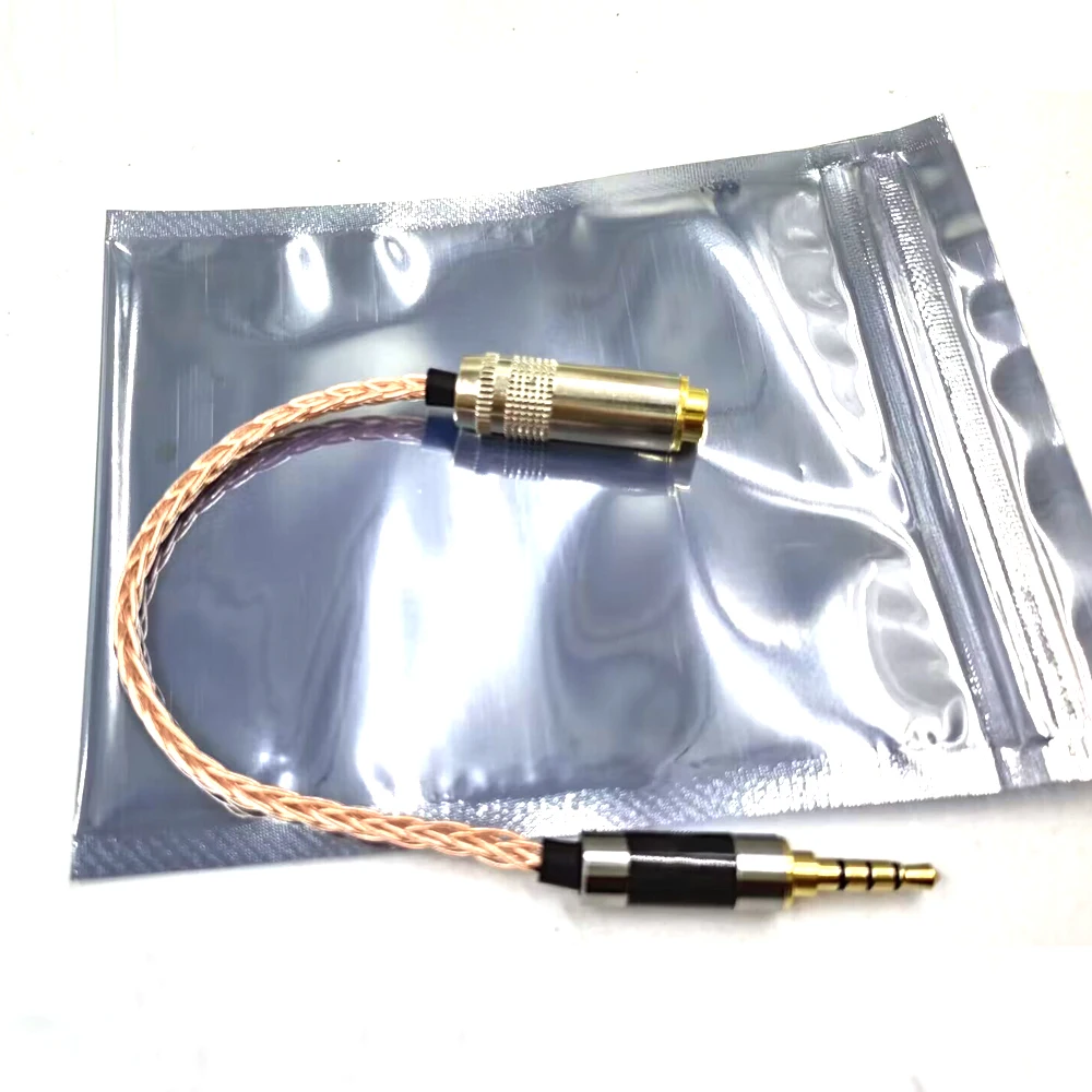 8 Cores 10cm 3.5mm TRRS Male to 4.4mm Female Balanced Adapter  7N OCC  Single Crystal Copper Audio Adapter Cable