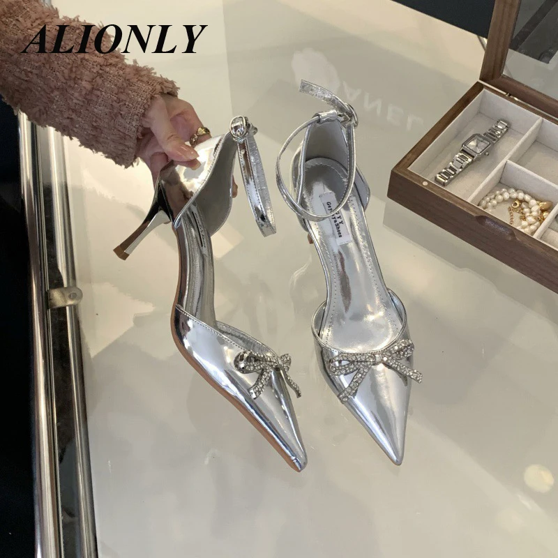 

Alionly Fashion Ankle Buckle Strap Women's Sandals Sexy Pointed Toe Thin High Heels Hollow Out Party Wedding Shoes
