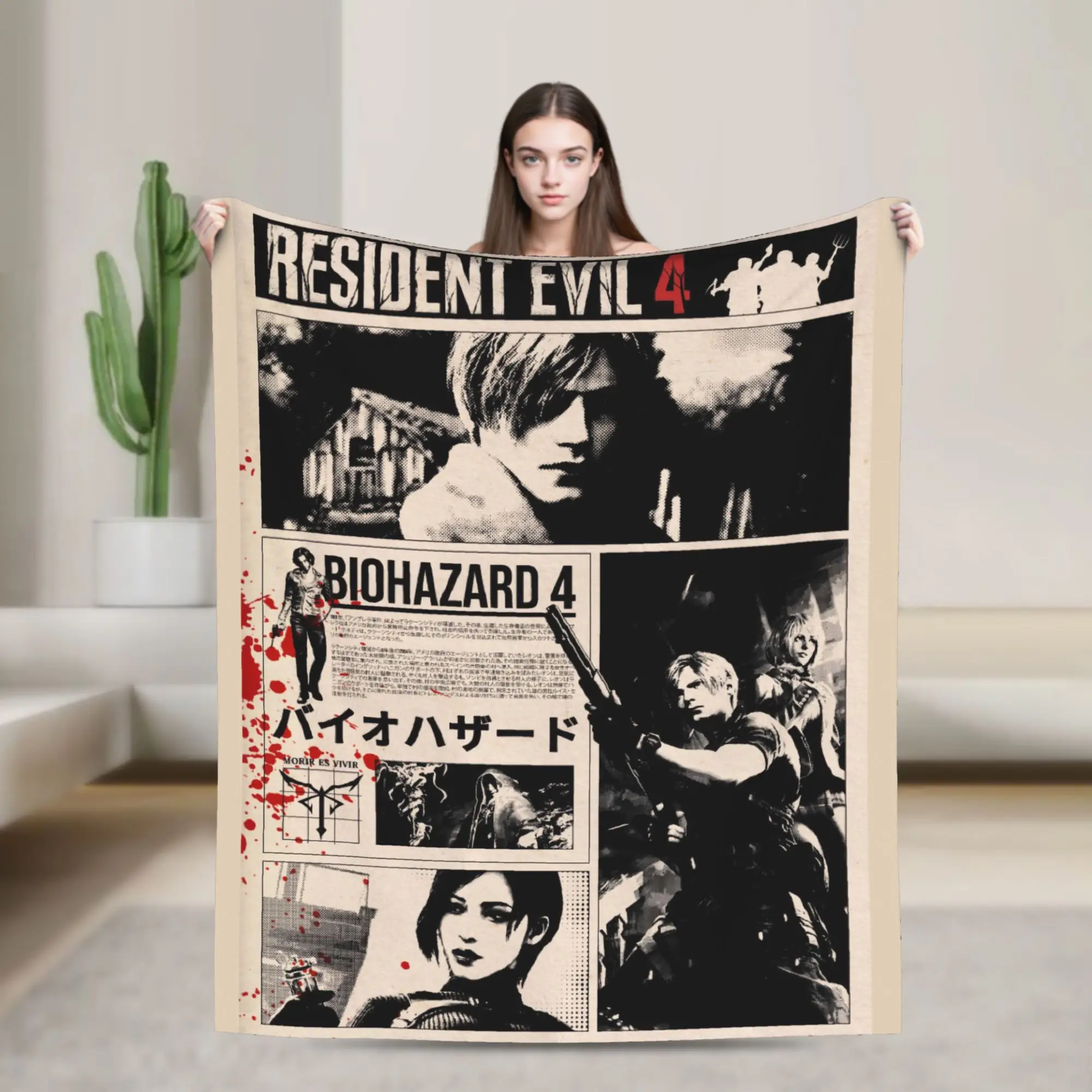 Residents Evils 4 Remake Flannel Blankets Winter  Warm Bedding Throws for Girls Boys Bedroom Graphic Bedspread Sofa Bed Cover