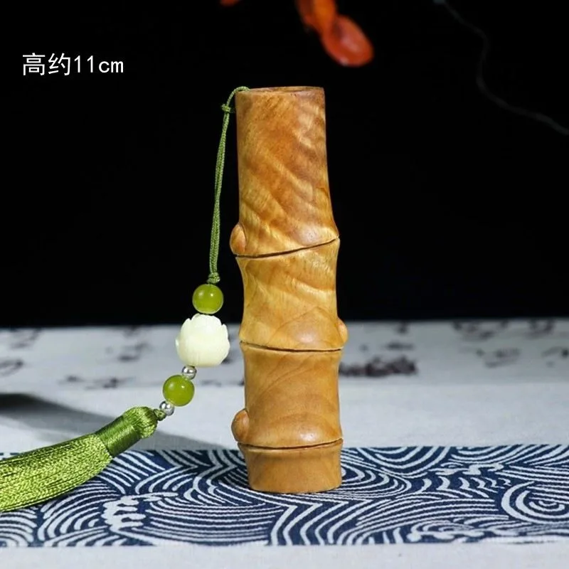 Sandalwood Carving Handpiece Golden Silk Nanmu Motif Pocket Plaything for Men Stress Relief Collectible Gift Leaders and Elders