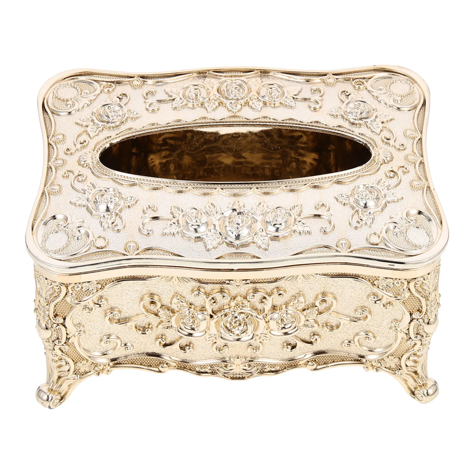 

Gold-plated Tissue Box Compact Size Practical Retro Colorful Container European Style Home Decor Accessories
