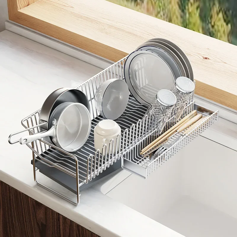 304 Stainless Steel Drainage Rack Bowl Water Cup Rack Kitchen Sink Side Dishes Tableware Storage Rack Tabletop Storage Holder