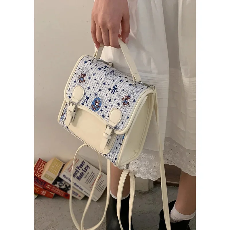 Women's Handbags Bow Bear Backpacks Girl Y2K PU Korea Back To School Student Cartoon High Capacity Commute Durable Backpacks New