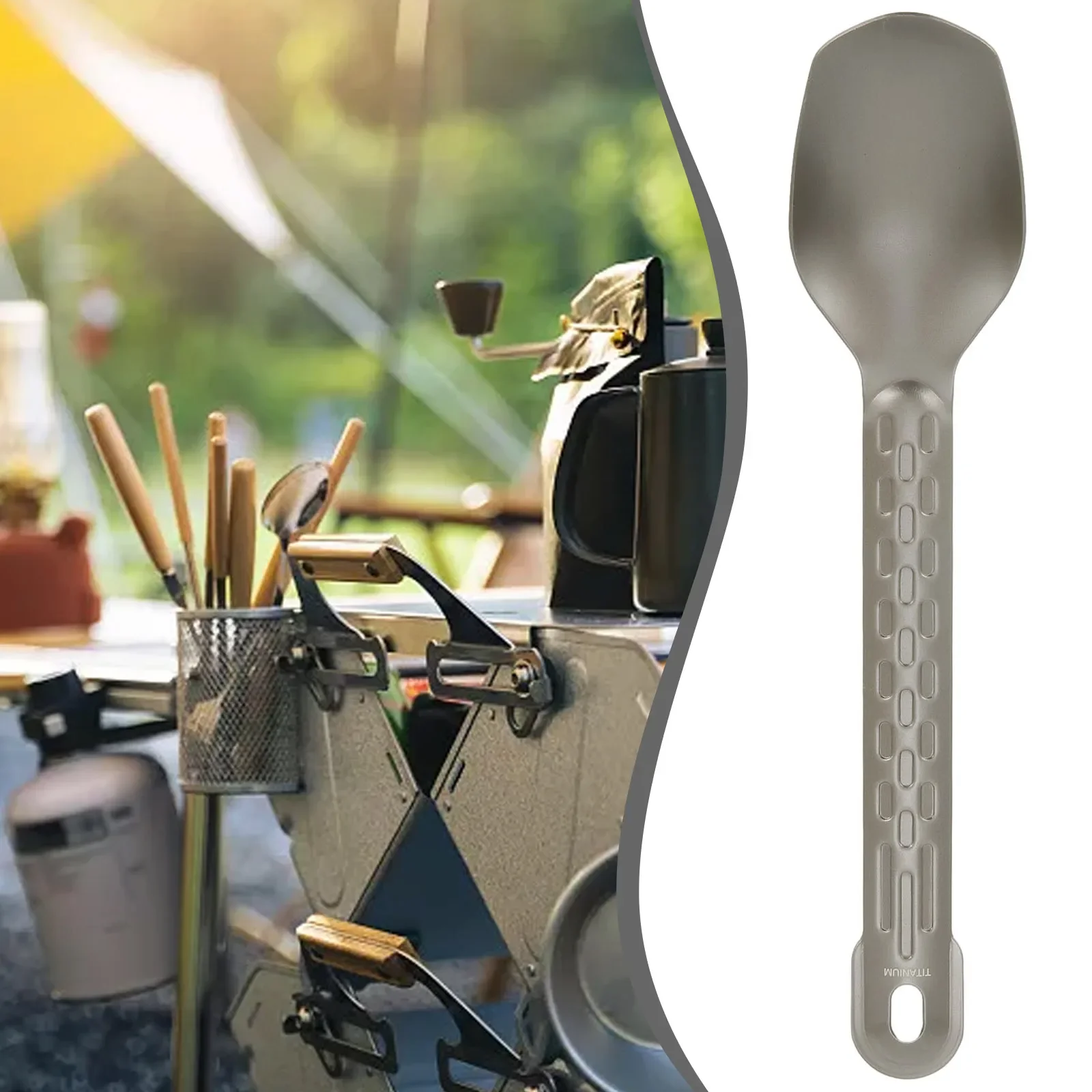 

Titanium Spork Spoon Spoon Spork Camping Healthy Nonslip Handle Picnic Titanium Backpacking Camping Picnic Safe