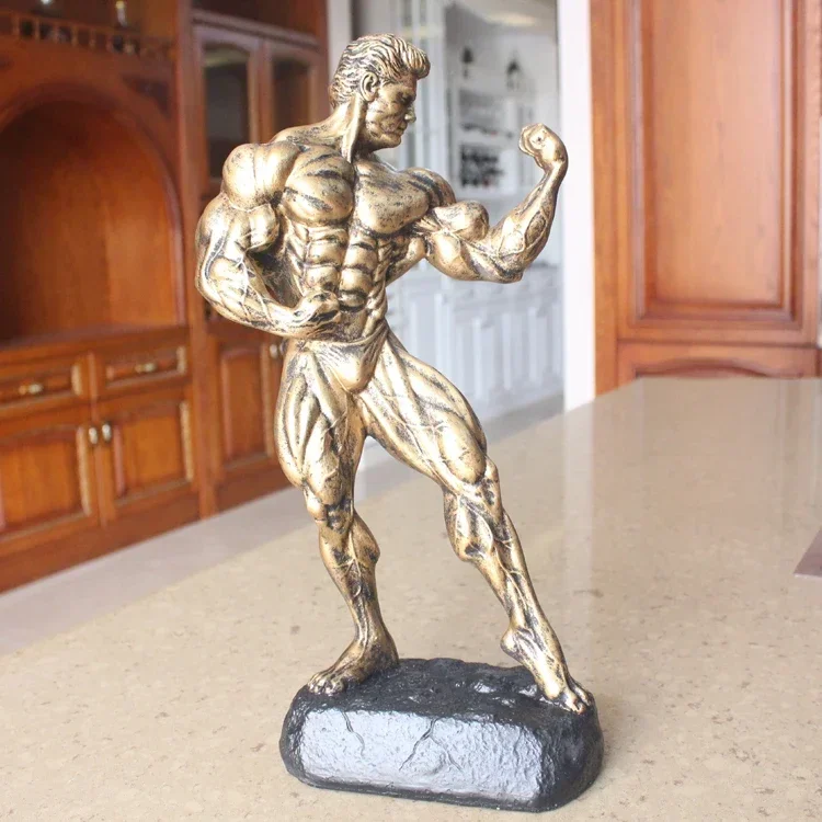 Bodybuilding Muscle Men's Ornaments Bodybuilding Competition Cup Boxer Figure Sculpture Gymnasium Decoration