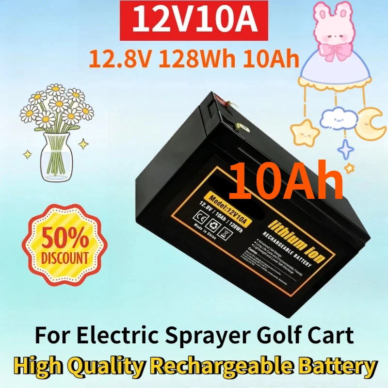 

Newest 12V10A 3S4P 12.8V 128Wh 10Ah Lithium-ion Battery for Electric Sprayer Golf Cart Rechargeable Battery with 12.6V Charger