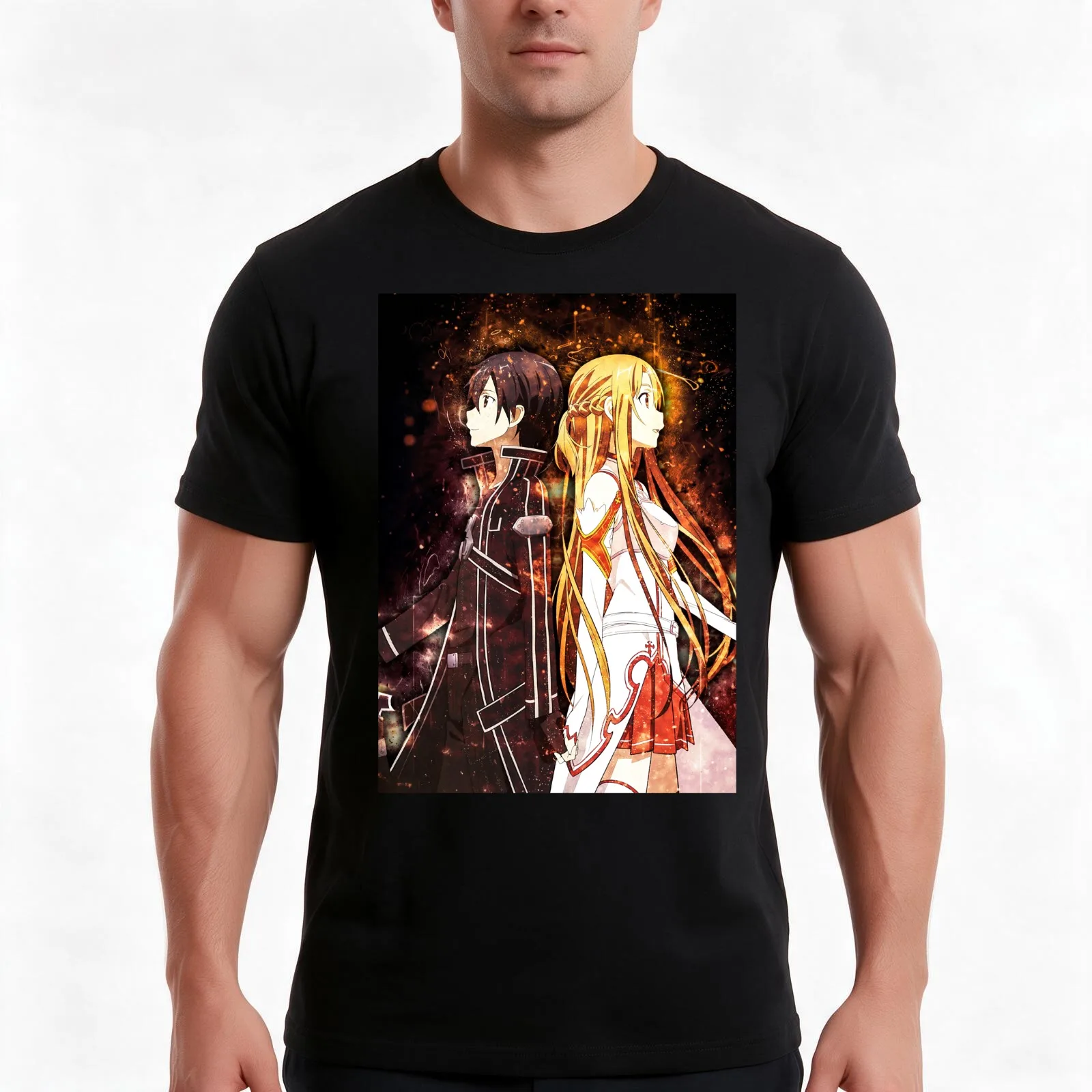 Sword Art Online SAO Kirito Asuna T-Shirt Summer Casual Cotton Tee Oversized Streetwear Tops Vintage Graphic Print