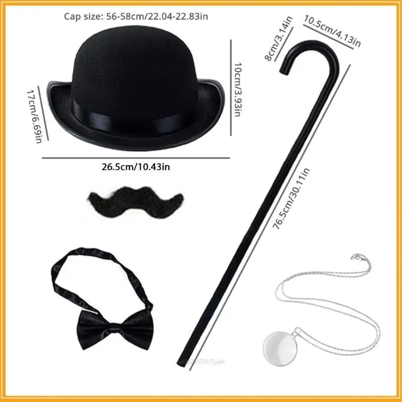 X5XA Rich Man Costume Victorian Costume Monopolys Costume Necktie Mustache Mustache
