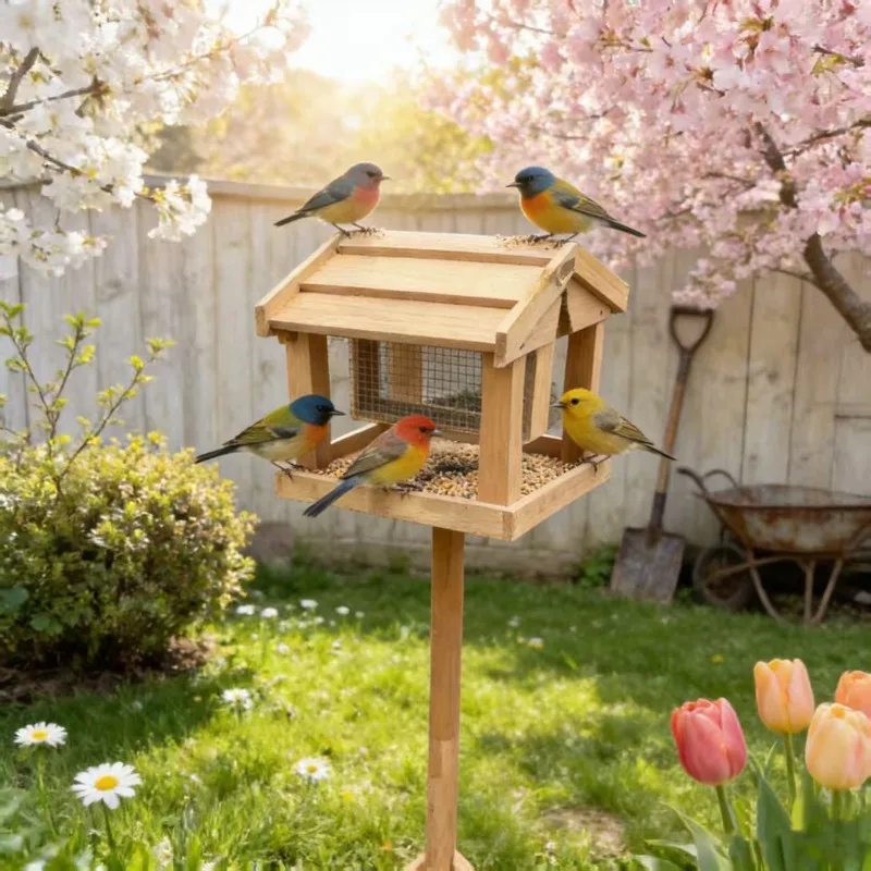 

Dual Outdoor Bird Feeder Yard Decor Hangable Weatherproof Attract Wild Avian Garden Stable Easy Install Nature Backyard