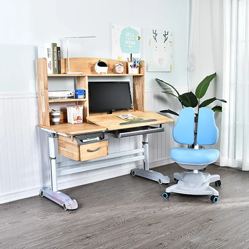 

Ergonomic height adjustable school-age children study table for writing an reading