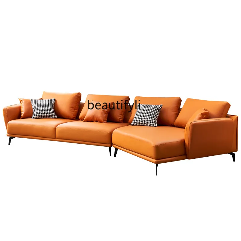 Italian leather living room combination first layer cowhide down princess corner sofa