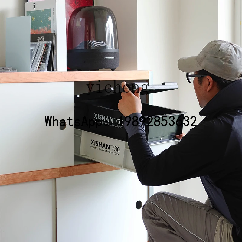 

B-3 retro dining side cabinet mobile sliding door sundries apartment storage bookcase short combination