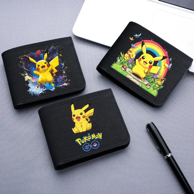 Кошельки-с-изображением-Покемонов-Пикачу-короткие-кошельки-из-нейлона-с-мультяшными-персонажами-портативные-модные-мужские-кошельки-для-карт-кошельки-для-монет-женские-кошельки-подарок-для-женщин