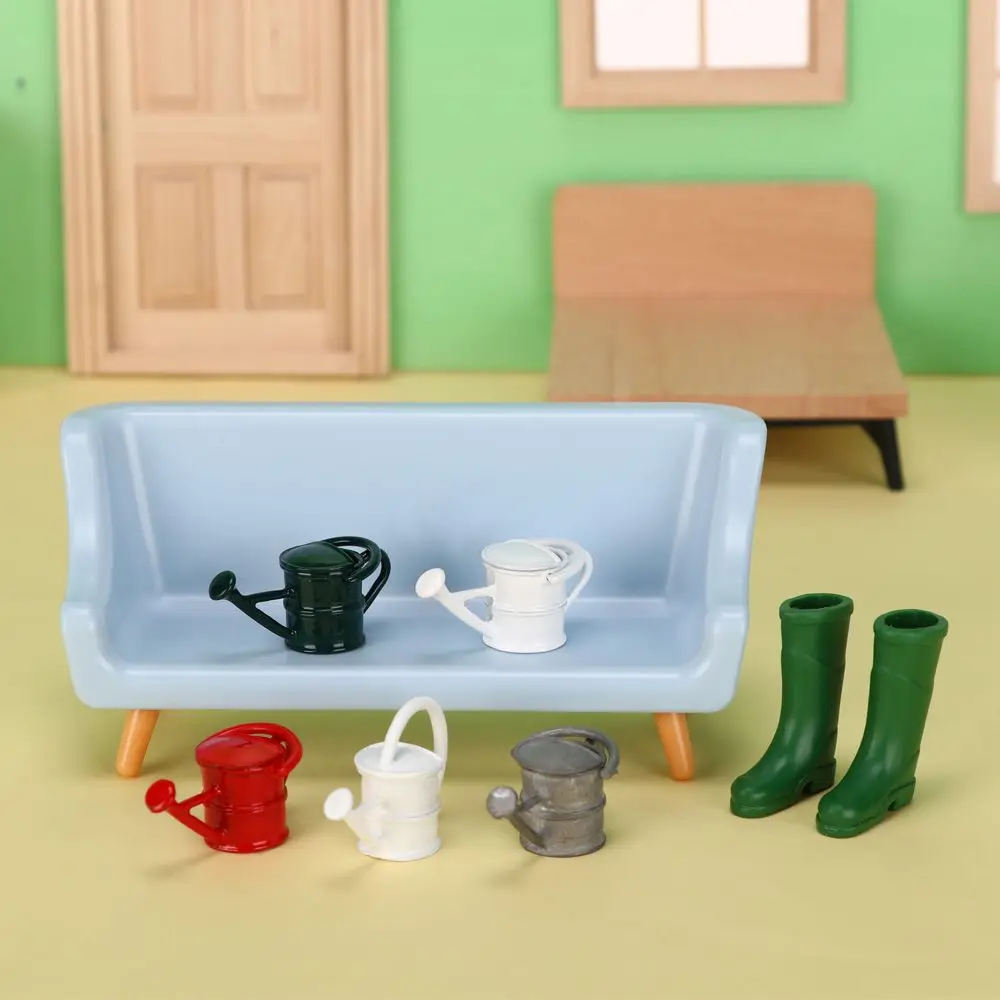 1 conjunto de brinquedos jogando casa rega pote micro paisagem casa bonecas acessórios kits agricultura ferramentas em miniatura pá enxada madeira