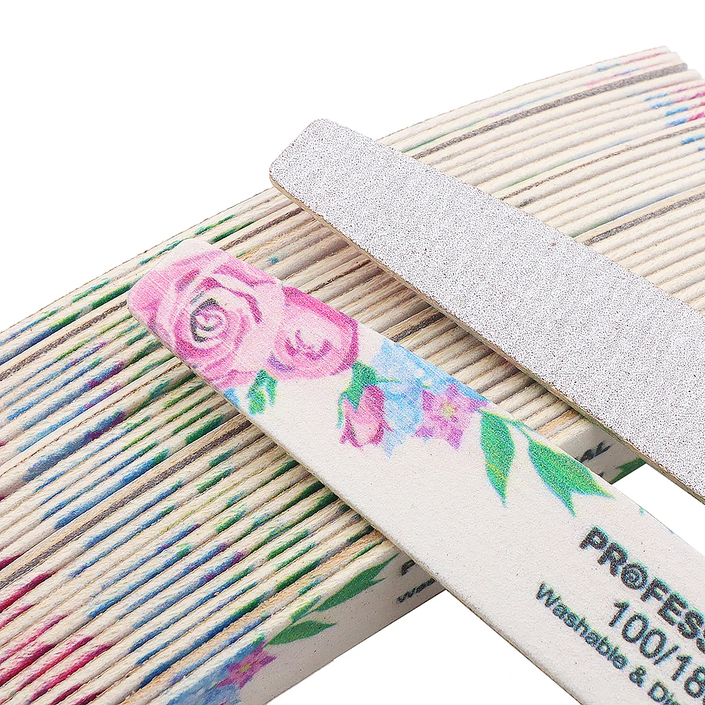 5/15/25 Pcs Boat Wood Nail Files 100 180 Grit Professional Nails File Strip White Sandpaper Manicure Products Nails Accessories