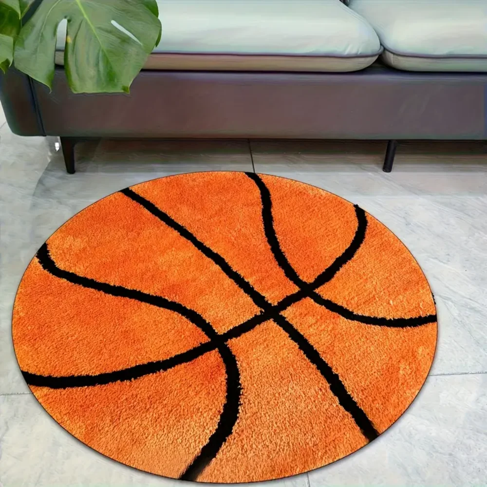 VIKAMA نموذج كرة القدم الرياضية كرة القدم كرة السلة الكلمة حصيرة المنزل عدم الانزلاق سجاد دائري سجادة غرفة النوم آلة قابل للغسل هدية الصبي