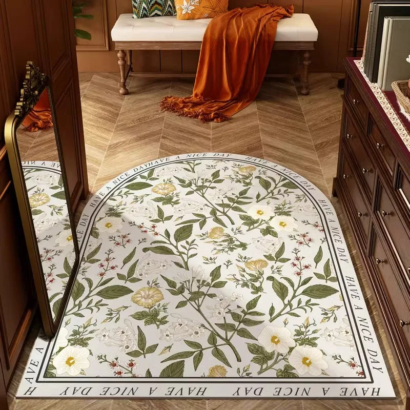 

Hallway Entrance Door Mats Arch Living Room Carpet Anti-slip Floor Mat Countryside Flowers Home Decoration Bedroom Bedside Rug