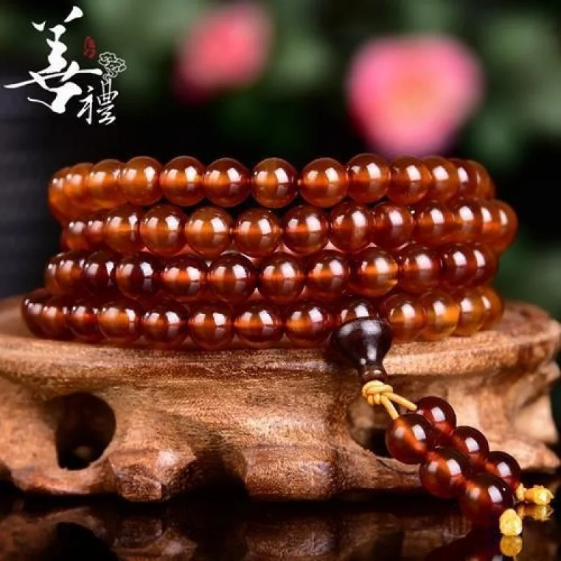 Authentic Natural Full-Health Mountain Bracelet with Golden Armored Turtle Shell Round , Abacus Beads, and 108 Buddh